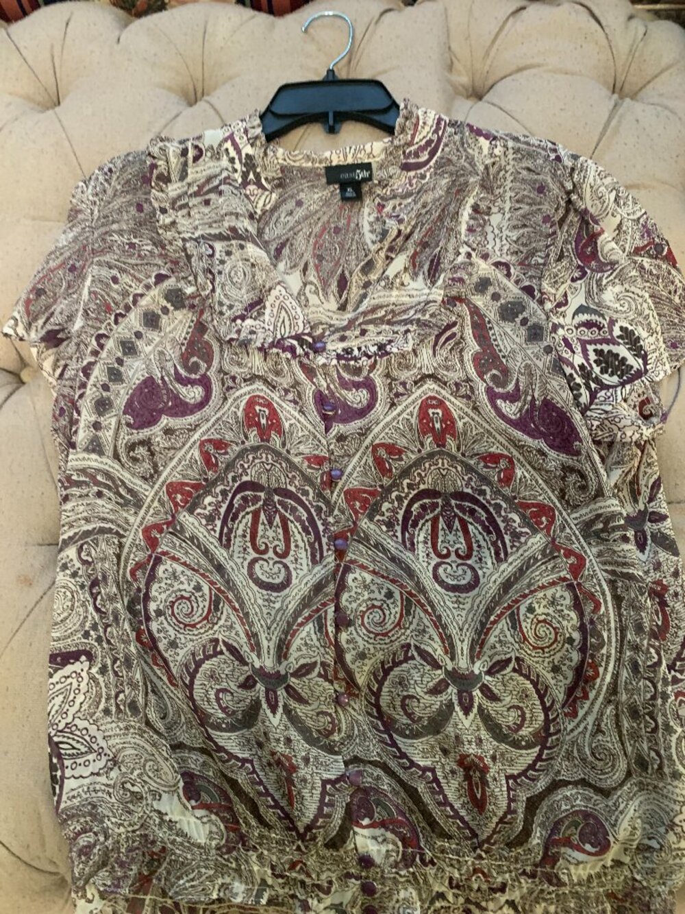 Women's XL  2 Piece Purple Print Top by East 5TH